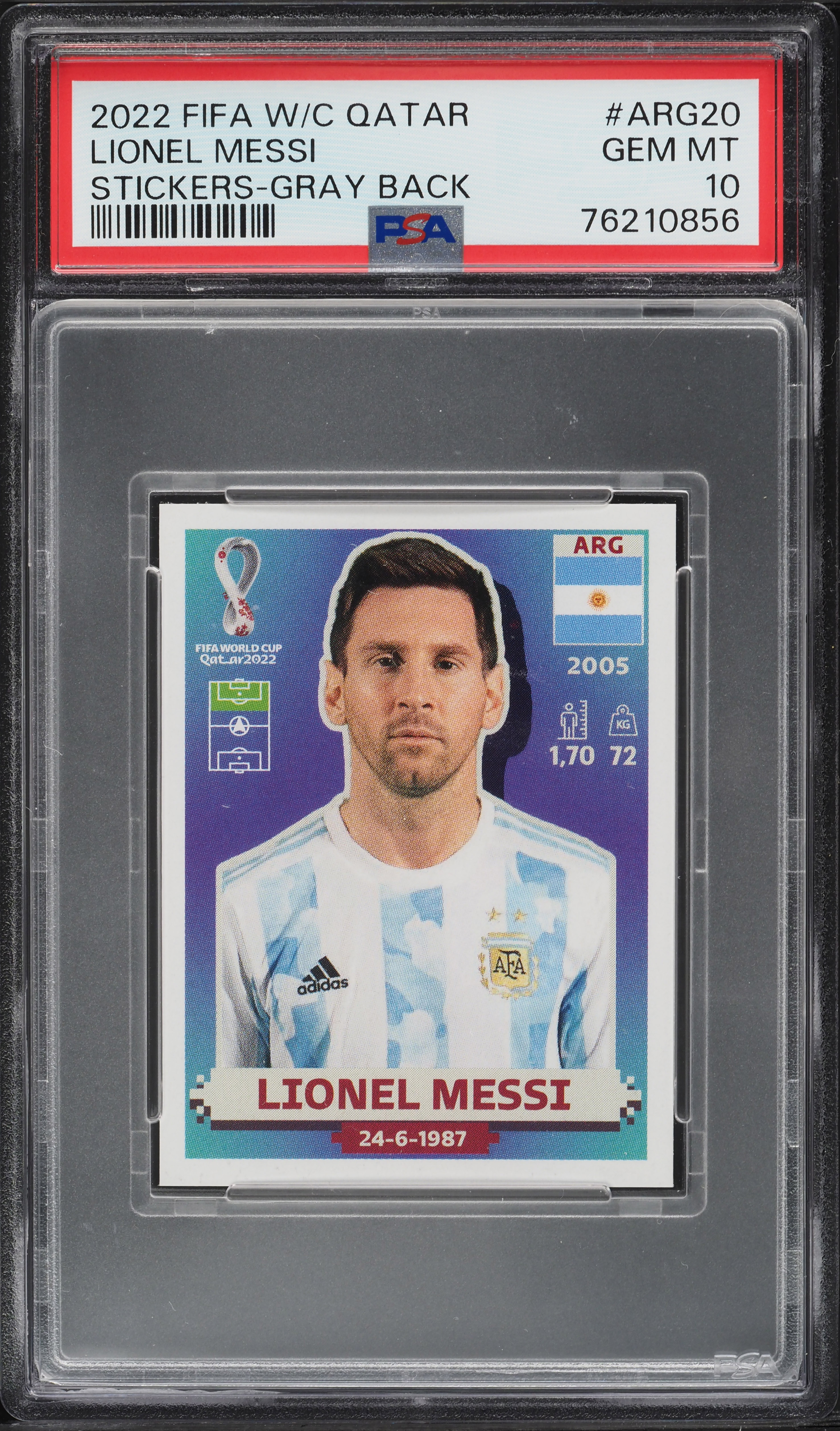 その他 FIFA World Cup 2022 Lionel Messi PSA10 2022 Panini FIFA World Cup Stickers Lionel Messi #ARG20 PSA