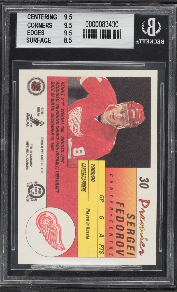 1990 O-Pee-Chee Premier Sergei Fedorov ROOKIE #30 BGS 9 MINT