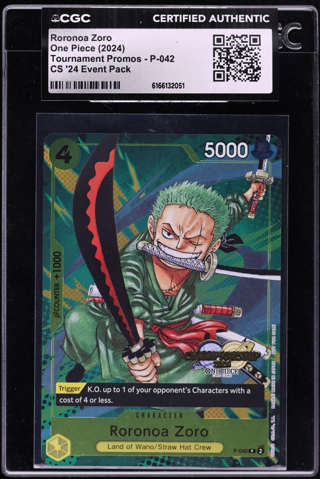 2024 One Piece Tournament Promo Championship '24 Event Pack Roronoa Zoro #P-042 CGC AUTH