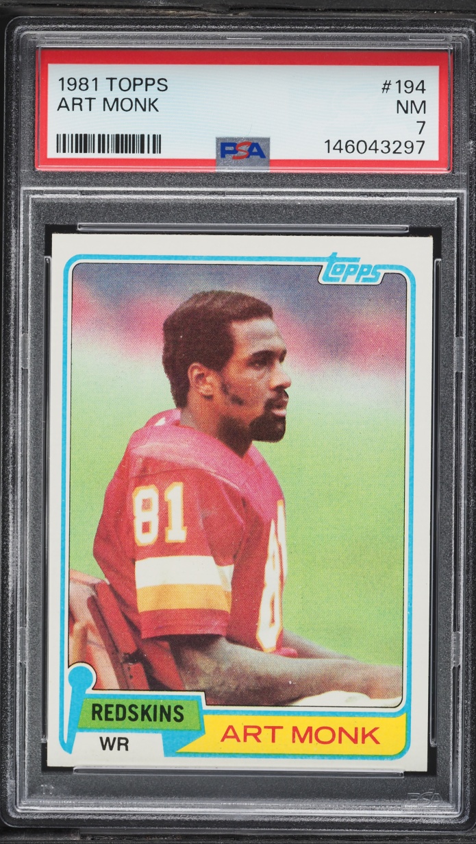 1981 Topps Football Art Monk ROOKIE #194 PSA 7 NRMT