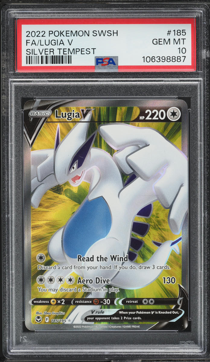 2022 Pokemon Sword & Shield Silver Tempest Full Art Lugia V #185 PSA 10 GEM MINT