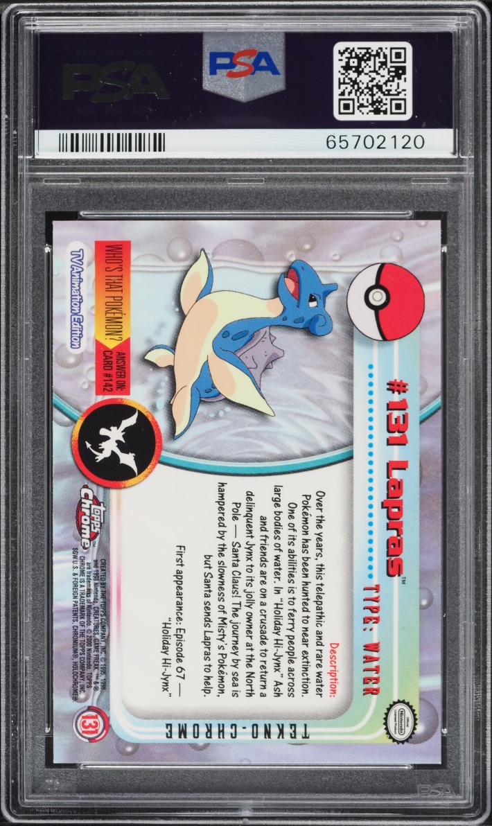 2000 Topps Chrome Pokemon Series 2 Tekno Lapras #131 PSA 9 MINT
