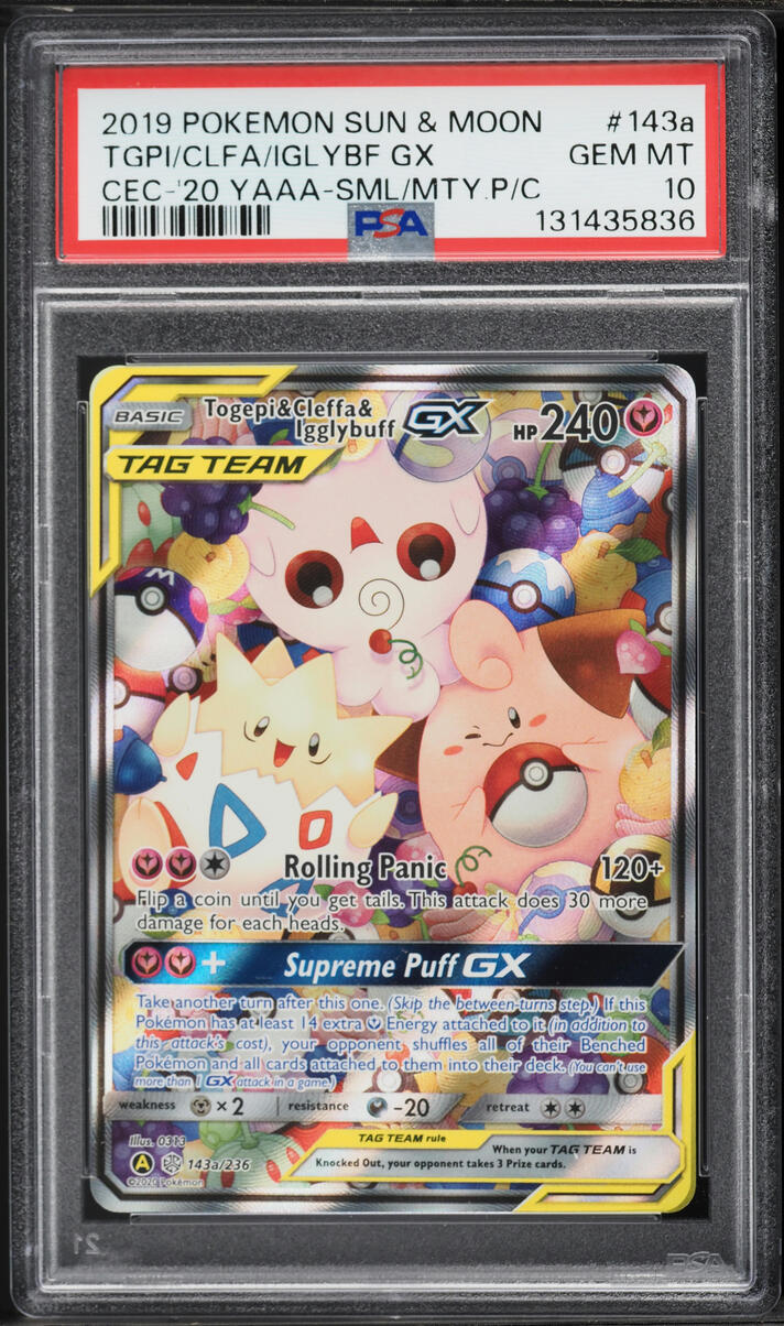 2019 Pokemon SM Cosmic Eclipse Togepi Igglybuff Cleffa GX #143a PSA 10 GEM MINT