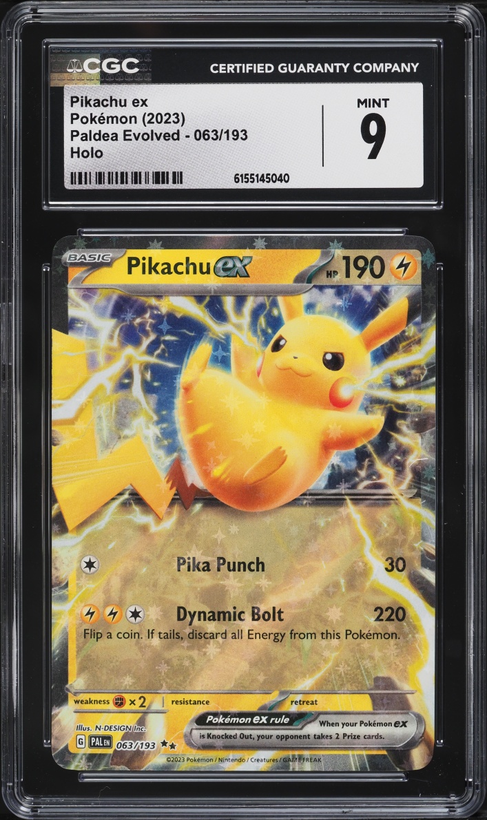 2023 Pokemon Scarlet & Violet Paldea Evolved Holo Pikachu EX #63 CGC 9 MINT