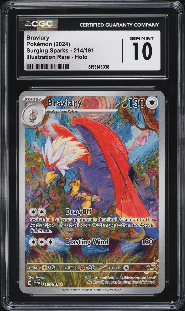 2024 Pokemon Scarlet & Violet Surging Sparks IR Braviary #214 CGC 10 GEM MINT