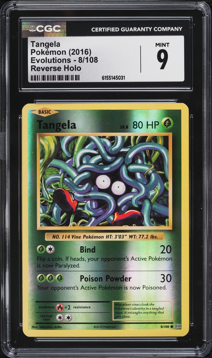 2016 Pokemon XY Evolutions Reverse Holo Tangela #8 CGC 9 MINT