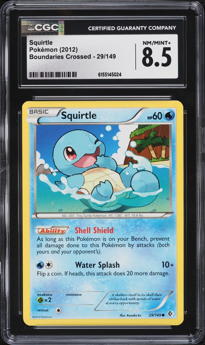 2012 Pokemon Black & White Boundaries Crossed Squirtle #29 CGC 8.5 NM-MT+