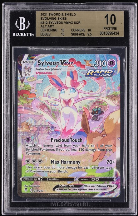 2021 Pokemon SWSH Evolving Skies Alt Art Sylveon VMAX #212 BGS 10 PRISTINE