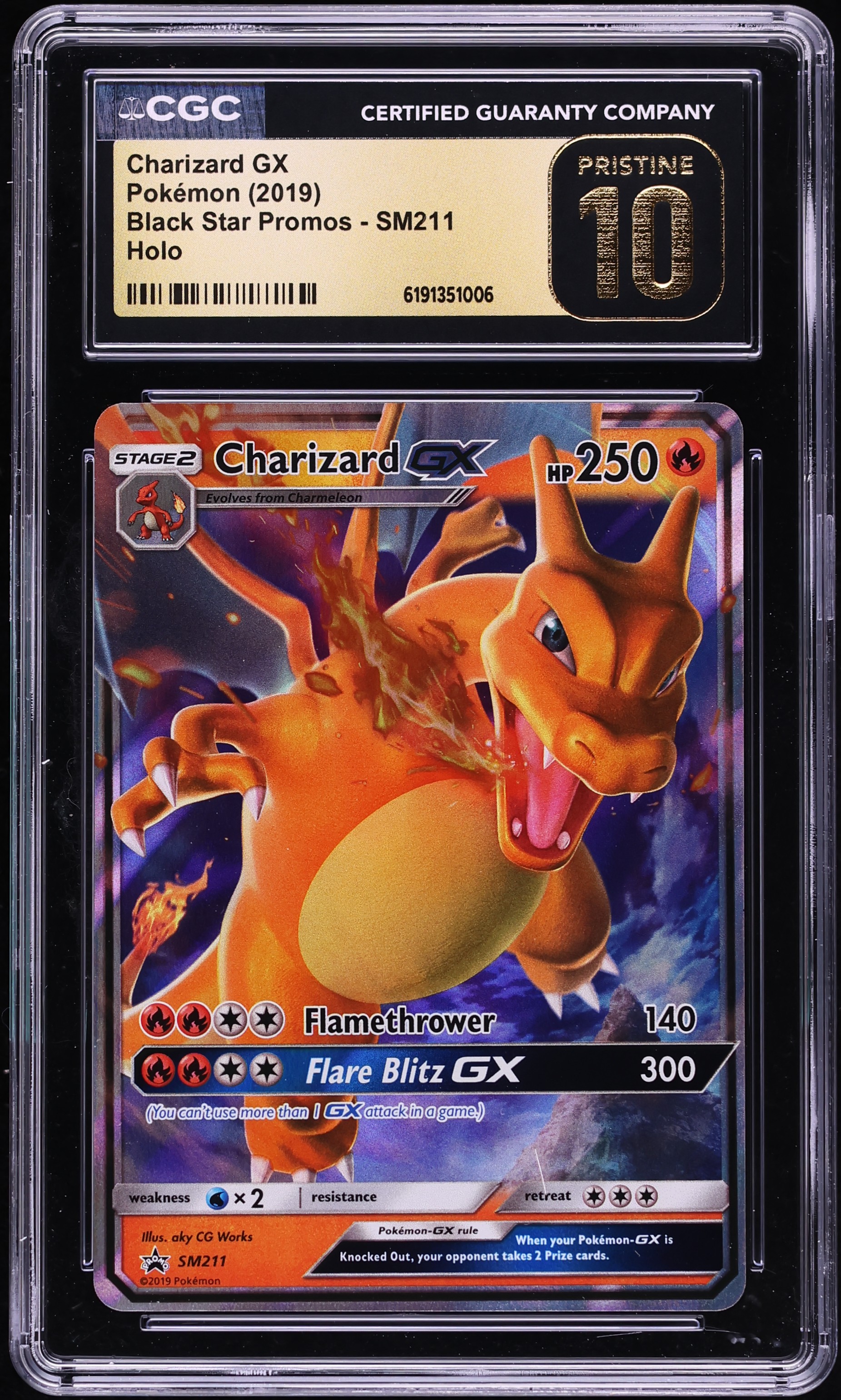 2019 Pokemon Sun & Moon Promo Holo Charizard GX #SM211 CGC 10 PRISTINE