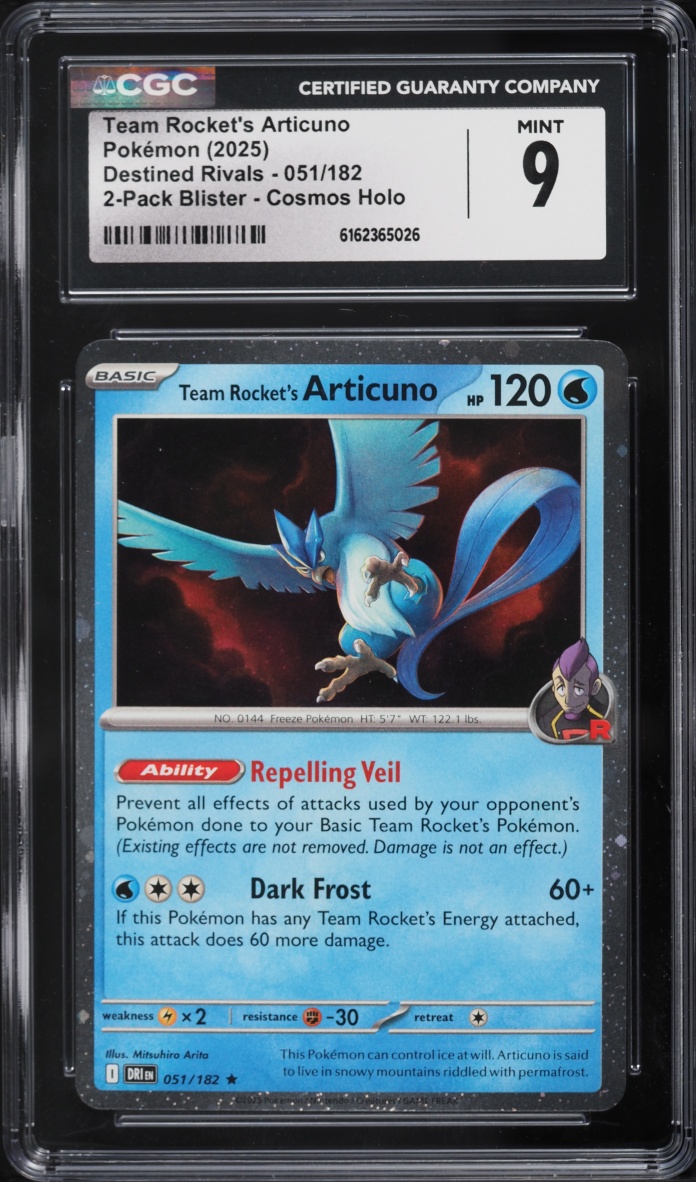 2025 Pokemon Scarlet & Violet Destined Rivals Cosmos Holo Team Rocket's Articuno #051 CGC 9