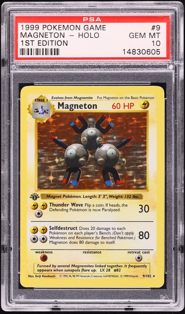1999 Pokemon Base Set Shadowless 1st Edition Holo Magneton #9 PSA 10 GEM MINT