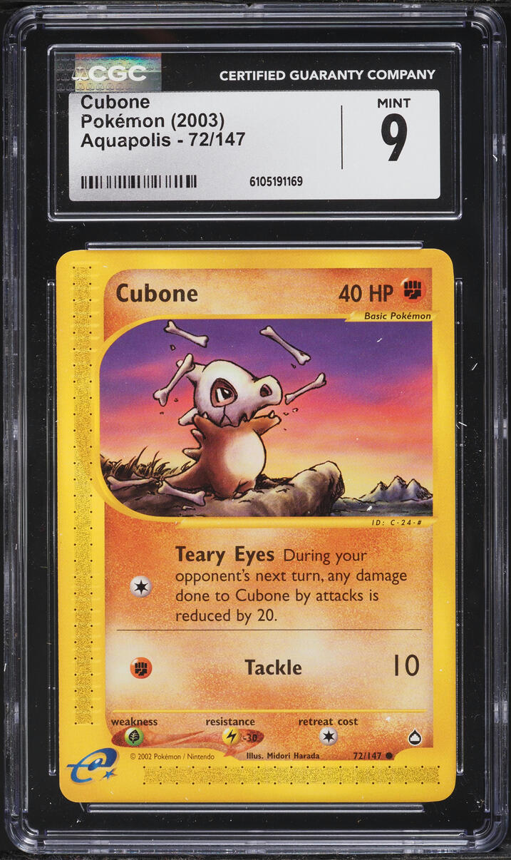 2003 Pokemon Aquapolis Cubone #72 CGC 9 MINT