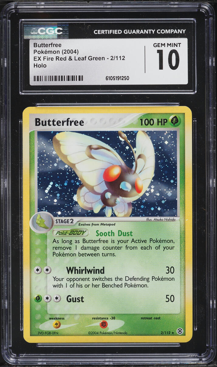 2004 Pokemon EX Fire Red & Leaf Green Holo Butterfree #2 CGC 10 GEM MINT