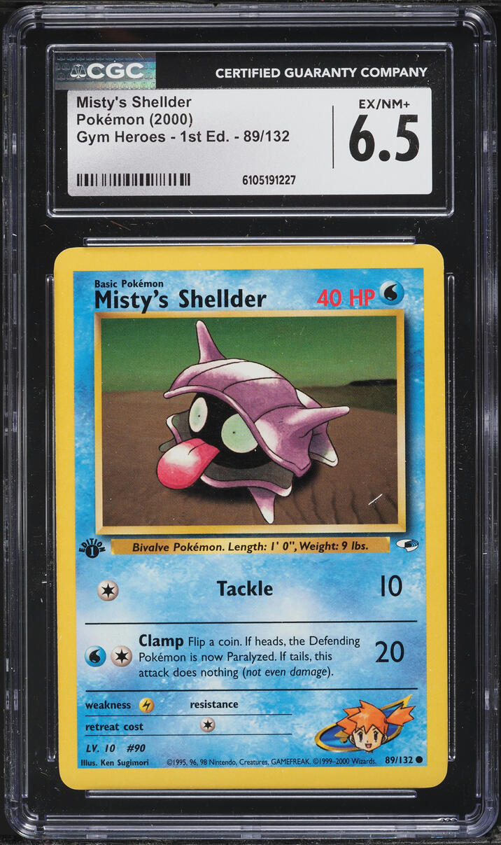2000 Pokemon Gym Heroes 1st Edition Misty's Shellder #89 CGC 6.5 EXMT+