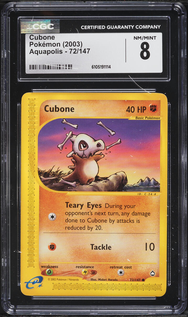 2003 Pokemon Aquapolis Cubone #72 CGC 8 NM-MT