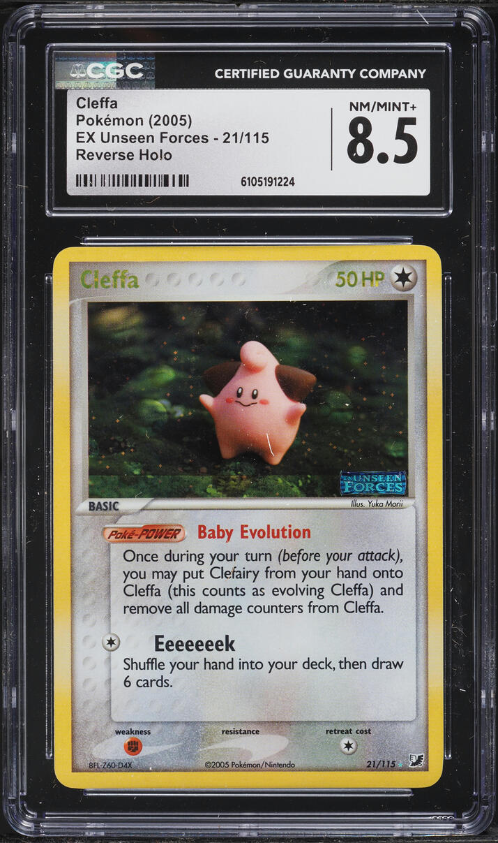 2005 Pokemon EX Unseen Forces Reverse Holo Cleffa #21 CGC 8.5 NM-MT+
