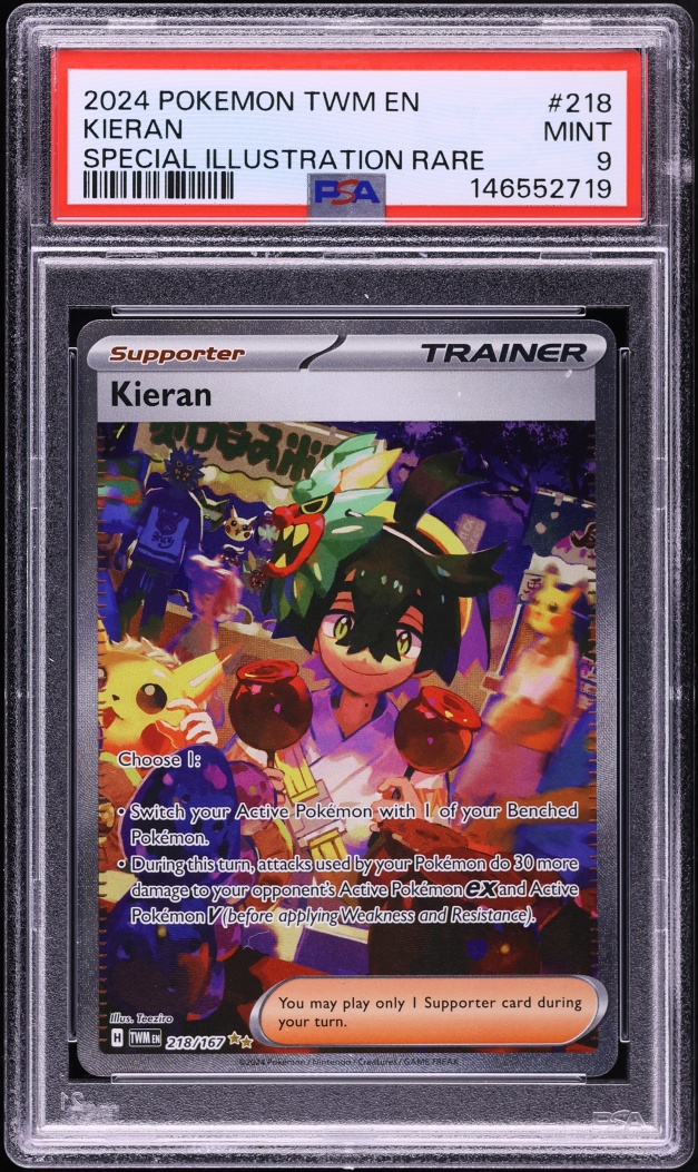 2024 Pokemon Scarlet & Violet Twilight Masquerade SIR Kieran #218 PSA 9 MINT
