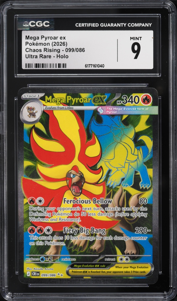 2026 Pokemon Mega Evolution Chaos Rising Full Art Mega Pyroar ex #099 CGC 9 MINT