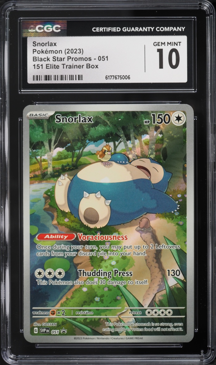 2023 Pokemon Scarlet & Violet Promo 151 ETB Full Art Snorlax #51 CGC 10 GEM MINT