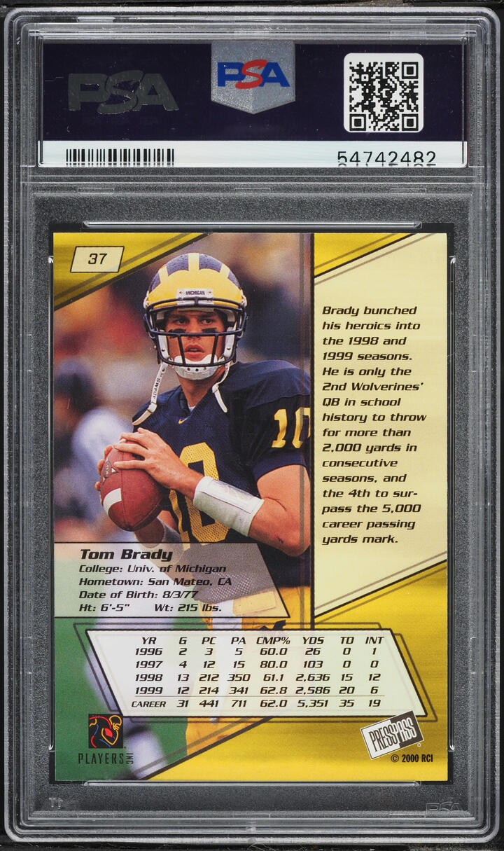 2000 Press Pass Gold Zone Tom Brady ROOKIE #37 PSA 9 MINT