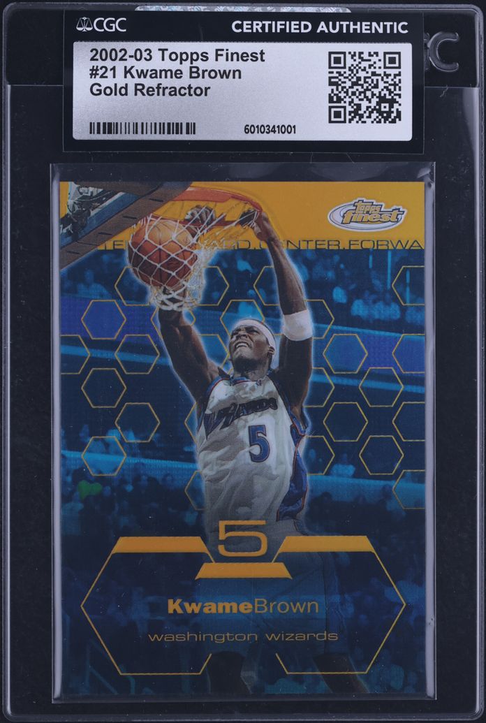 2002 Finest Gold Refractor Kwame Brown /25 #21 CGC AUTH