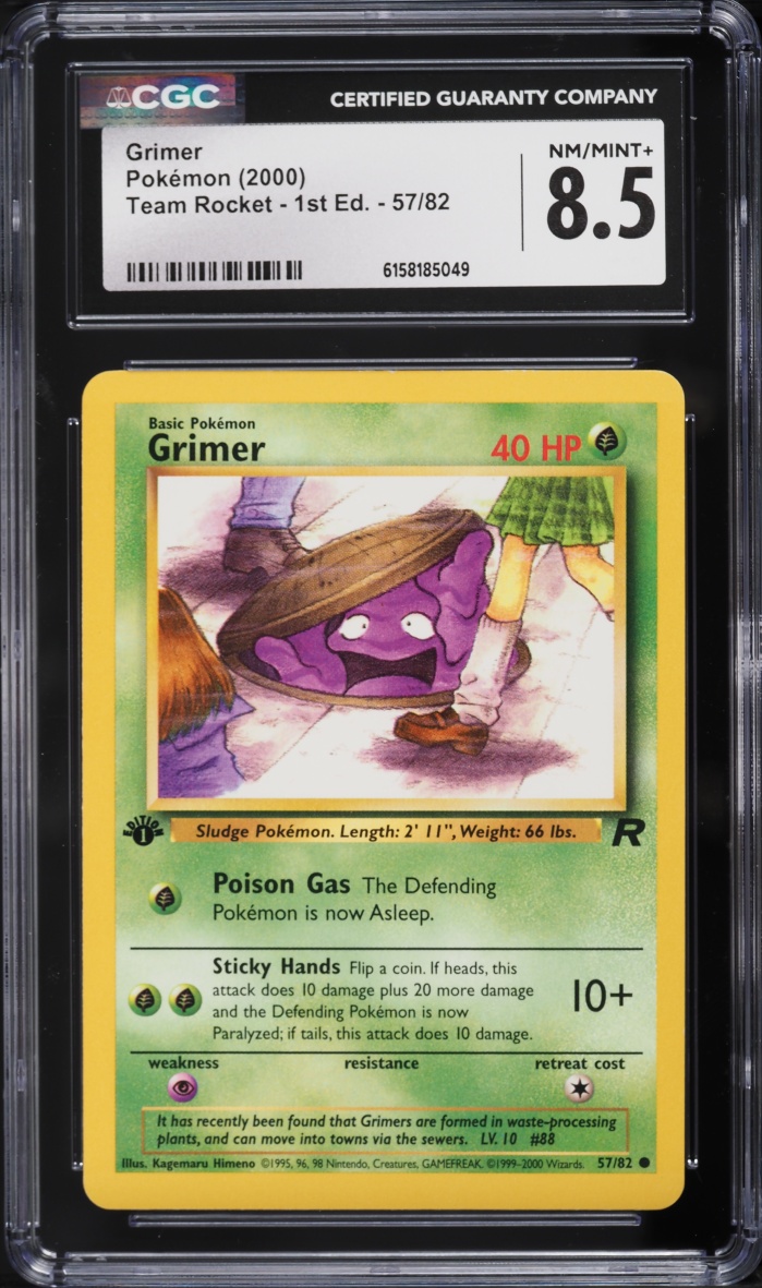 2000 Pokemon Team Rocket 1st Edition Grimer #57 CGC 8.5 NM-MT+