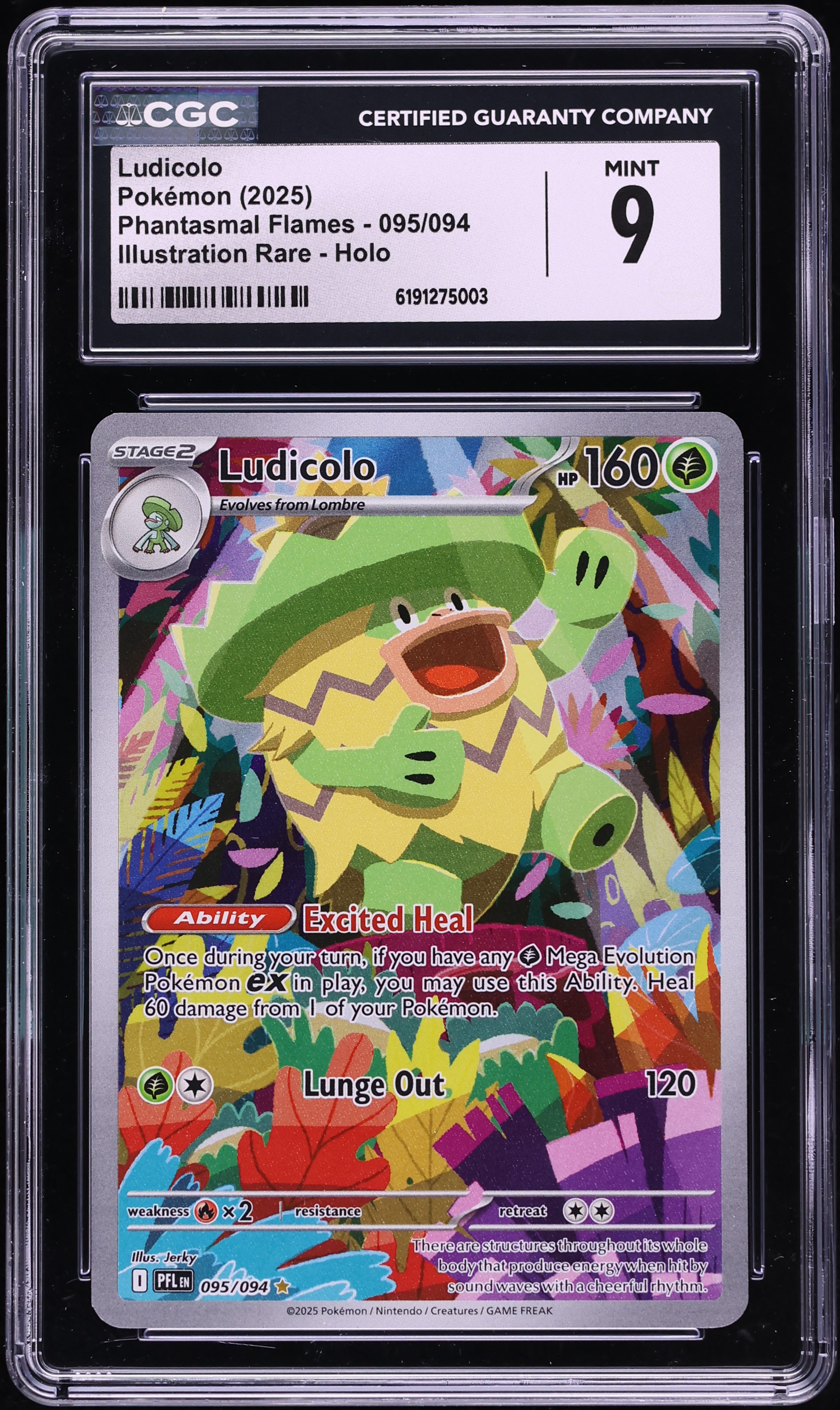 2025 Pokemon Mega Evolution Phantasmal Flames IR Ludicolo #95 CGC 9 MINT