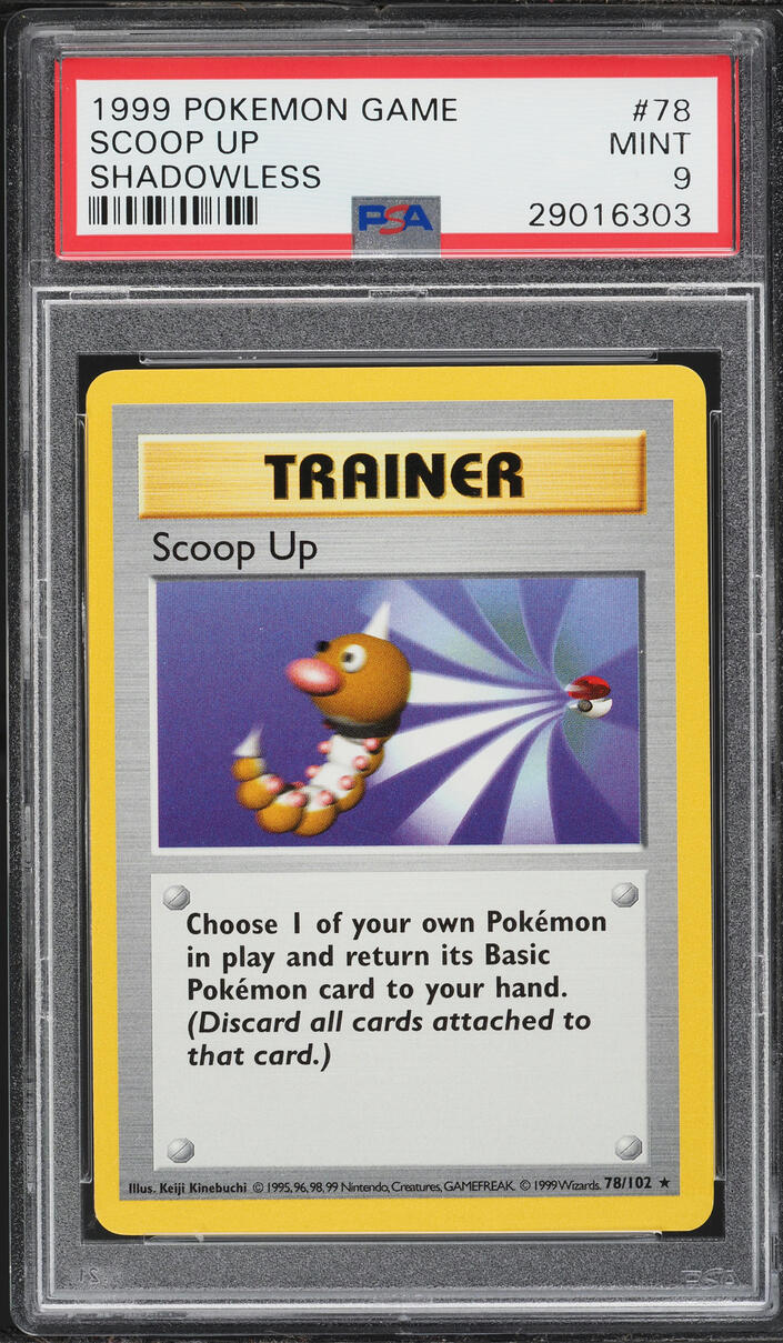 1999 Pokemon Base Set Shadowless Scoop Up #78 PSA 9 MINT