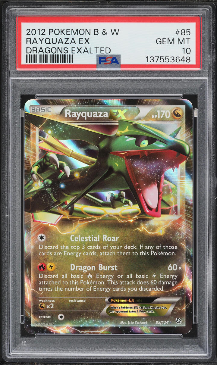 2012 Pokemon Black & White Dragons Exalted Holo Rayquaza EX #85 PSA 10 GEM MINT