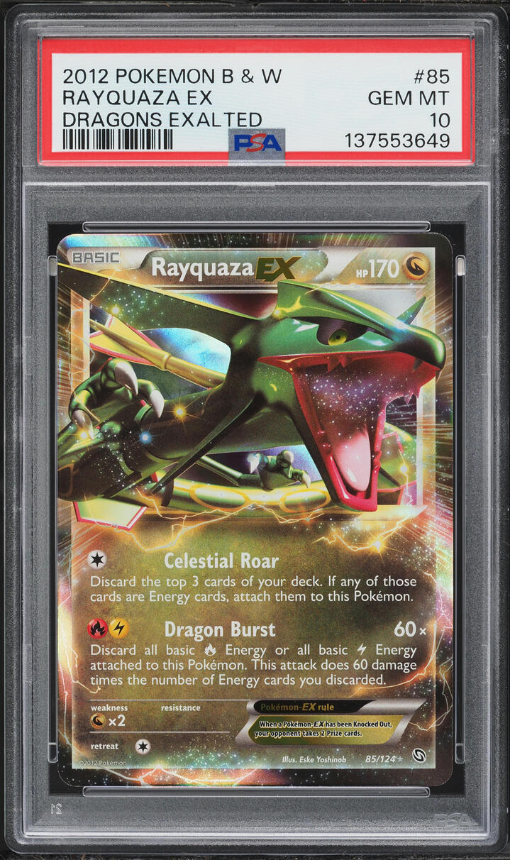 2012 Pokemon Black & White Dragons Exalted Holo Rayquaza EX #85 PSA 10 GEM MINT