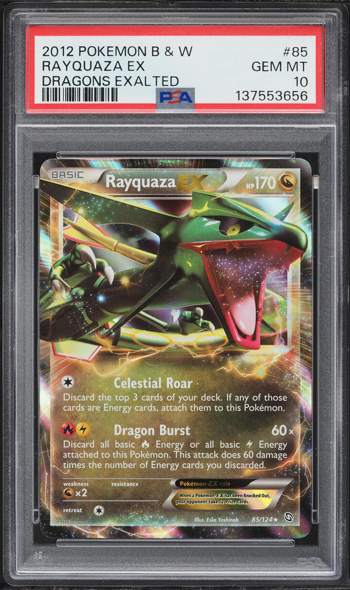 2012 Pokemon Black & White Dragons Exalted Holo Rayquaza EX #85 PSA 10 GEM MINT