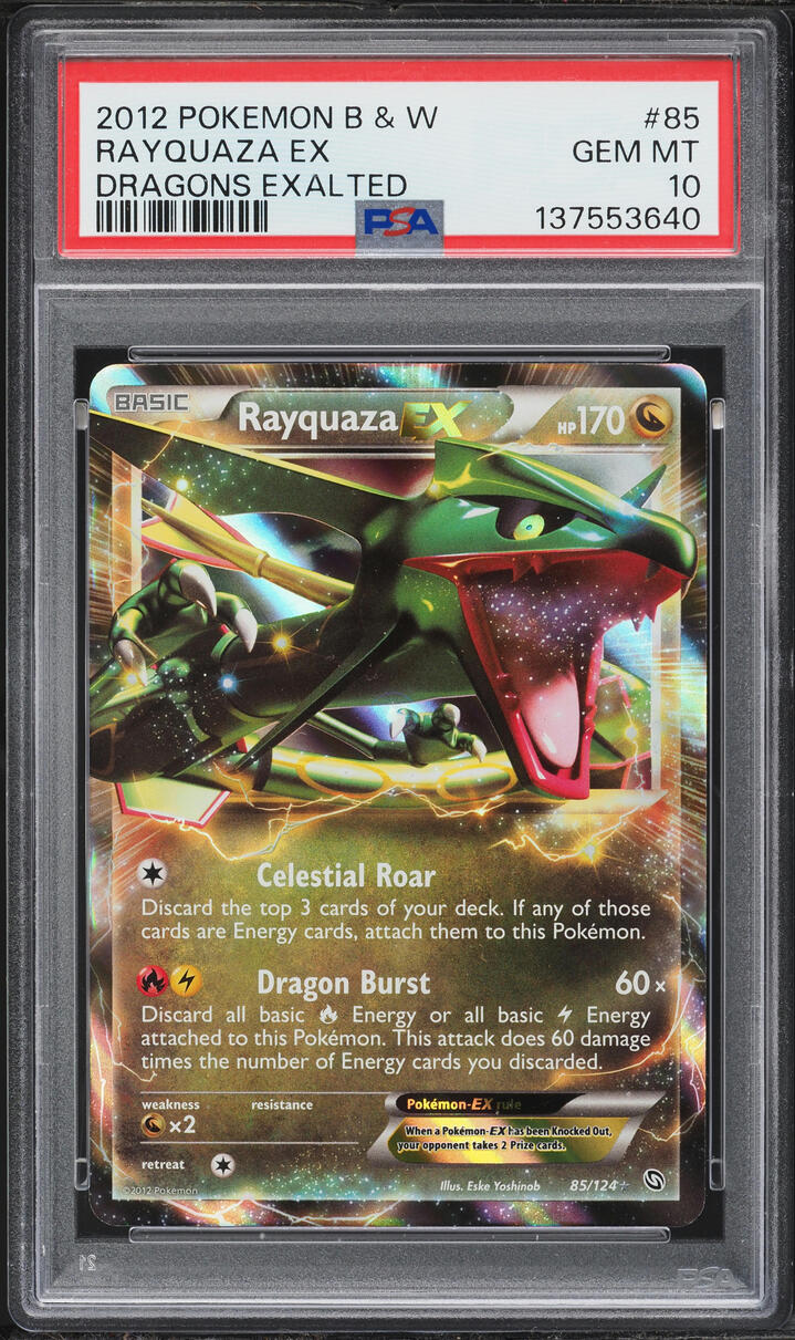 2012 Pokemon Black & White Dragons Exalted Holo Rayquaza EX #85 PSA 10 GEM MINT