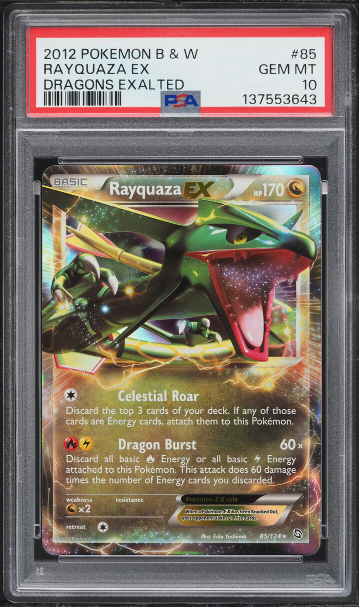 2012 Pokemon Black & White Dragons Exalted Holo Rayquaza EX #85 PSA 10 GEM MINT