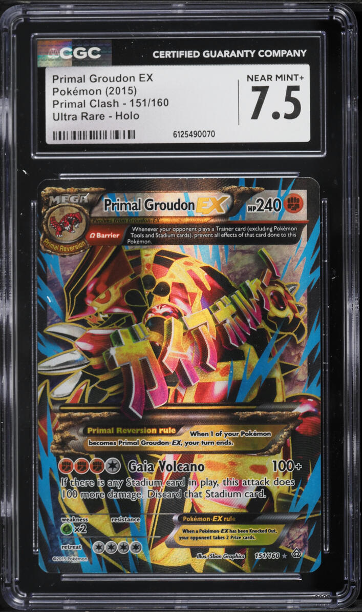 2015 Pokemon XY Primal Clash Full Art Primal Groudon EX #151 CGC 7.5 NRMT+