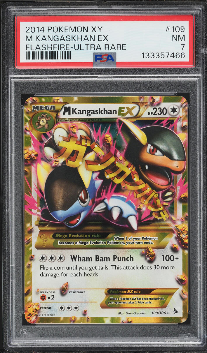 2014 Pokemon XY Flashfire Full Art M Kangaskhan EX #109 PSA 7 NRMT