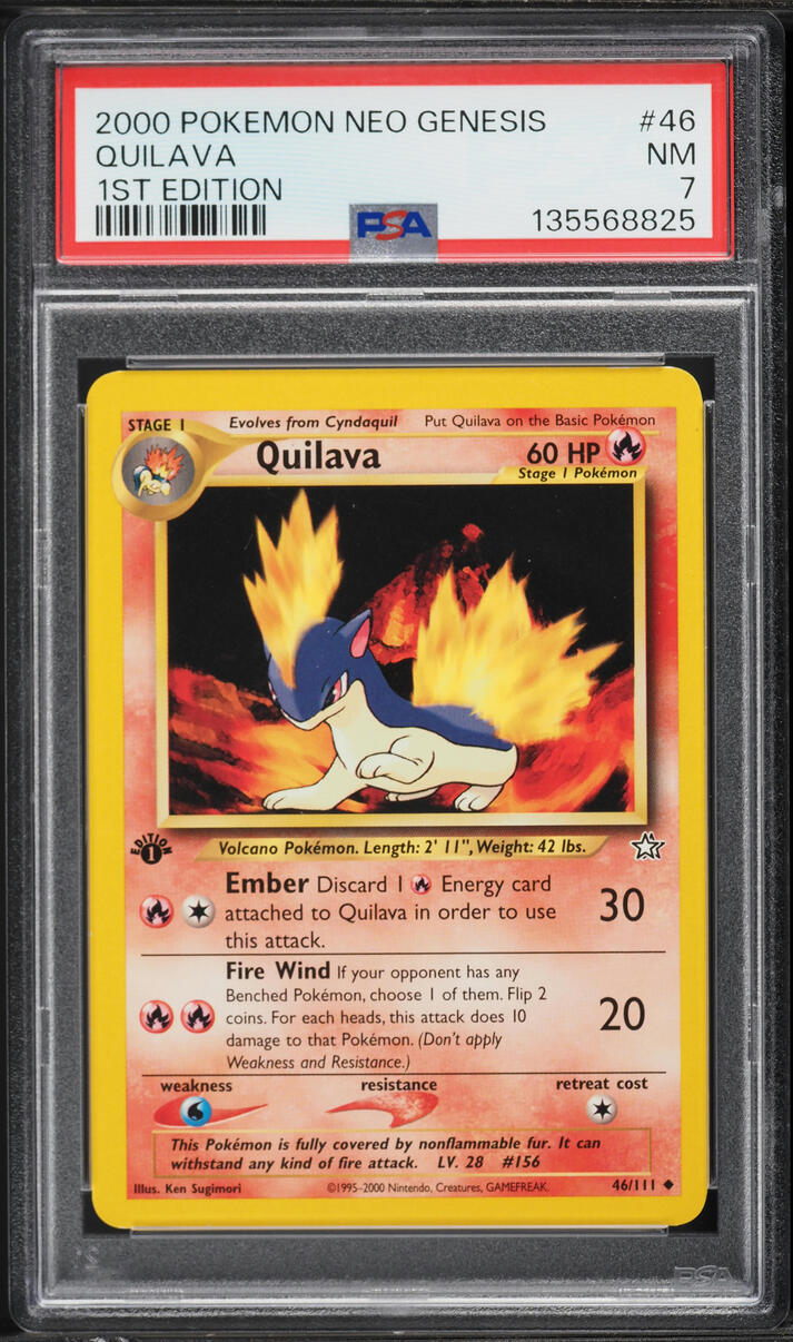 2000 Pokemon Neo Genesis 1st Edition Quilava #46 PSA 7 NRMT