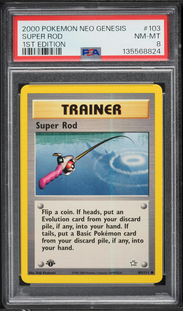 2000 Pokemon Neo Genesis 1st Edition Super Rod #103 PSA 8 NM-MT