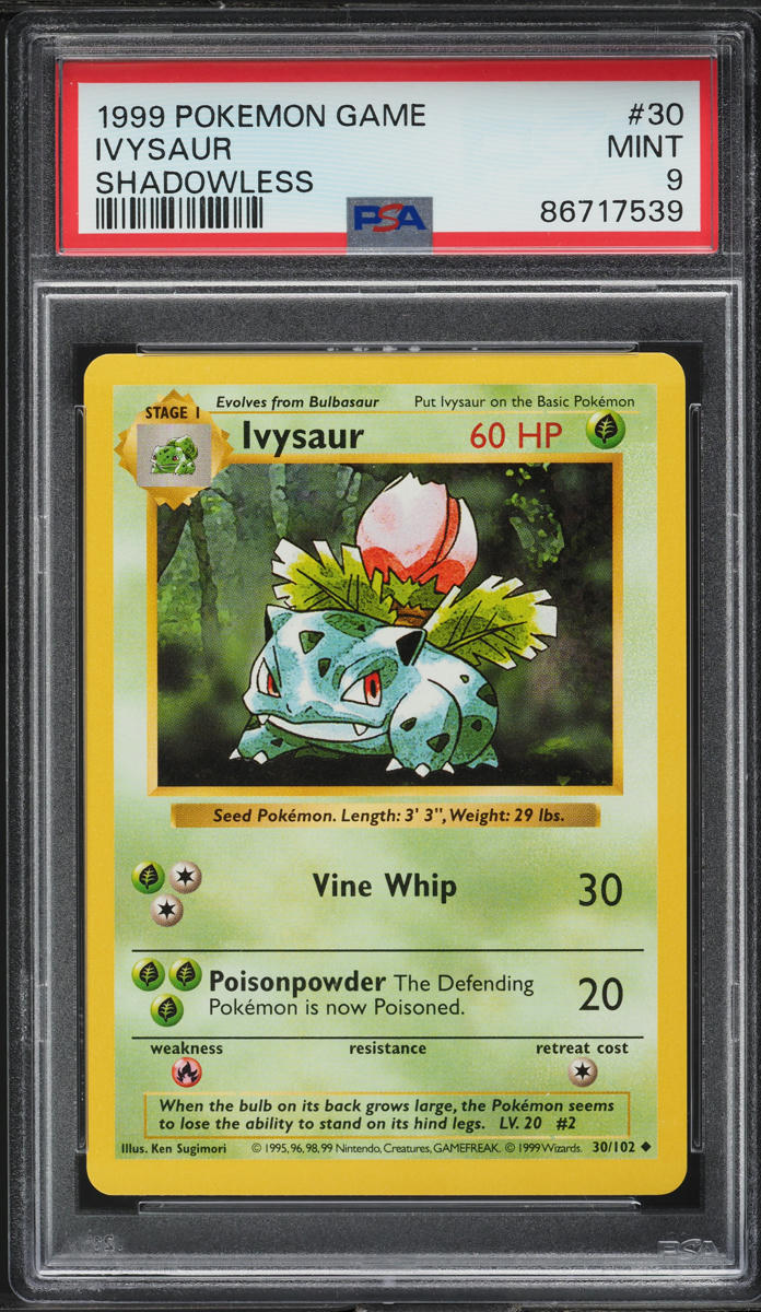 1999 Pokemon Base Set Shadowless Ivysaur #30 PSA 9 MINT