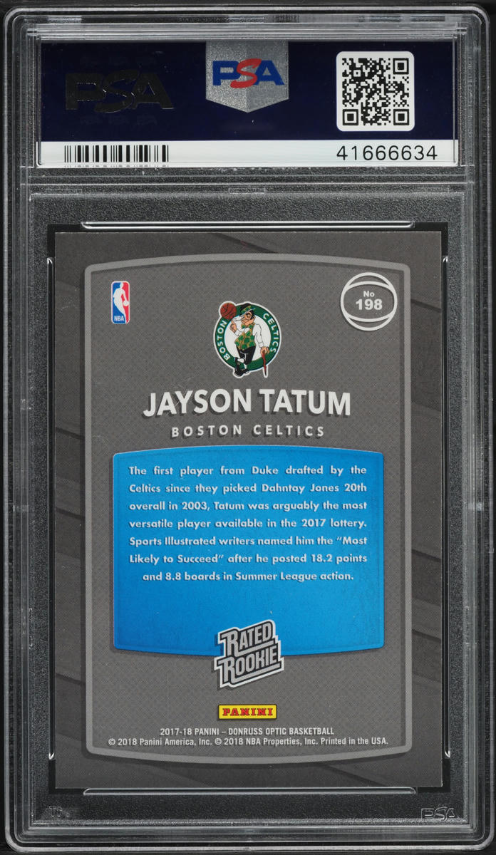 2017 Donruss Optic Jayson Tatum ROOKIE #198 PSA 10 GEM MINT