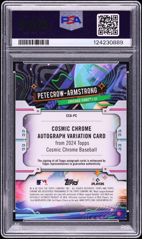 2024 Topps Chrome Cosmic Superfractor Pete Crow-Armstrong ROOKIE AUTO 1/1 #CCA-PC PSA 9 MINT