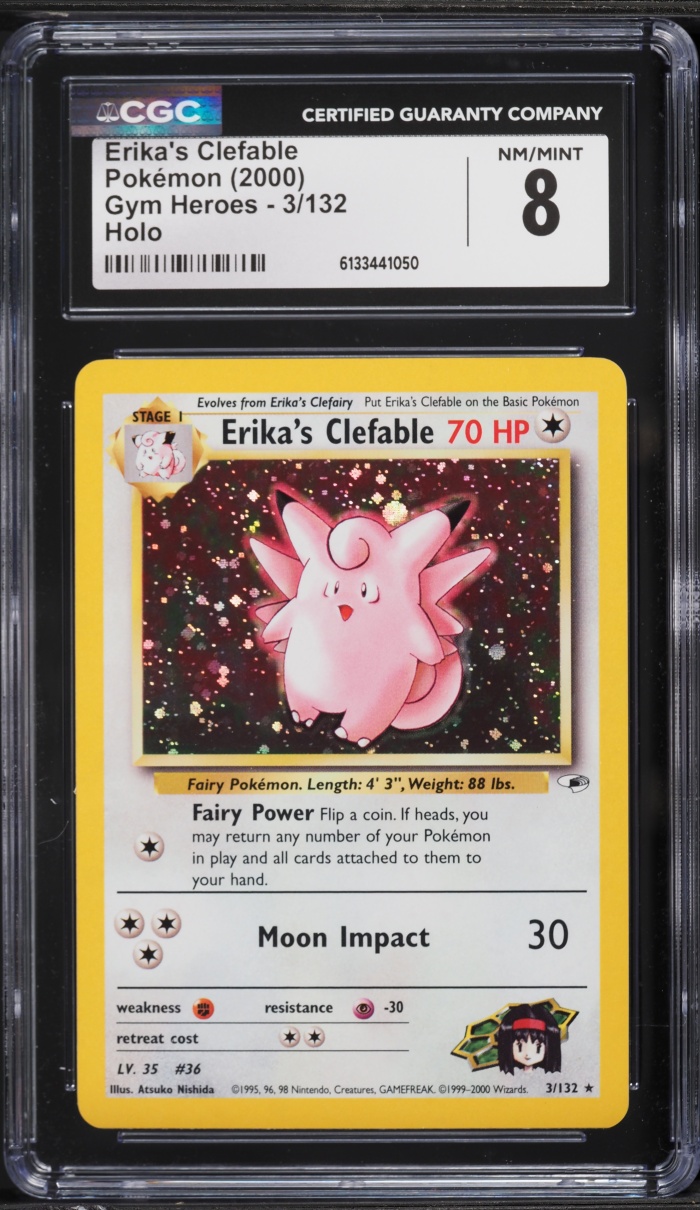 2000 Pokemon Gym Heroes Holo Erika's Clefable #3 CGC 8 NM-MT