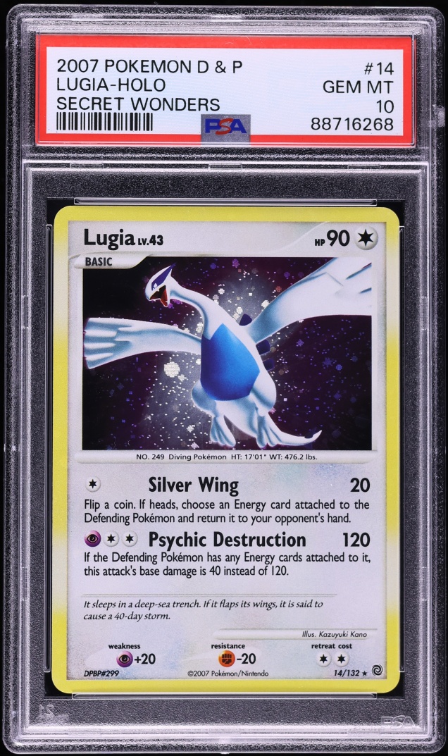 2007 Pokemon Diamond & Pearl Secret Wonders Holo Lugia #14 PSA 10 GEM MINT