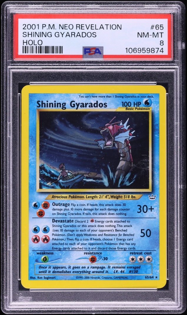 2001 Pokemon Neo Revelation Holo Shining Gyarados #65 PSA 8 NM-MT