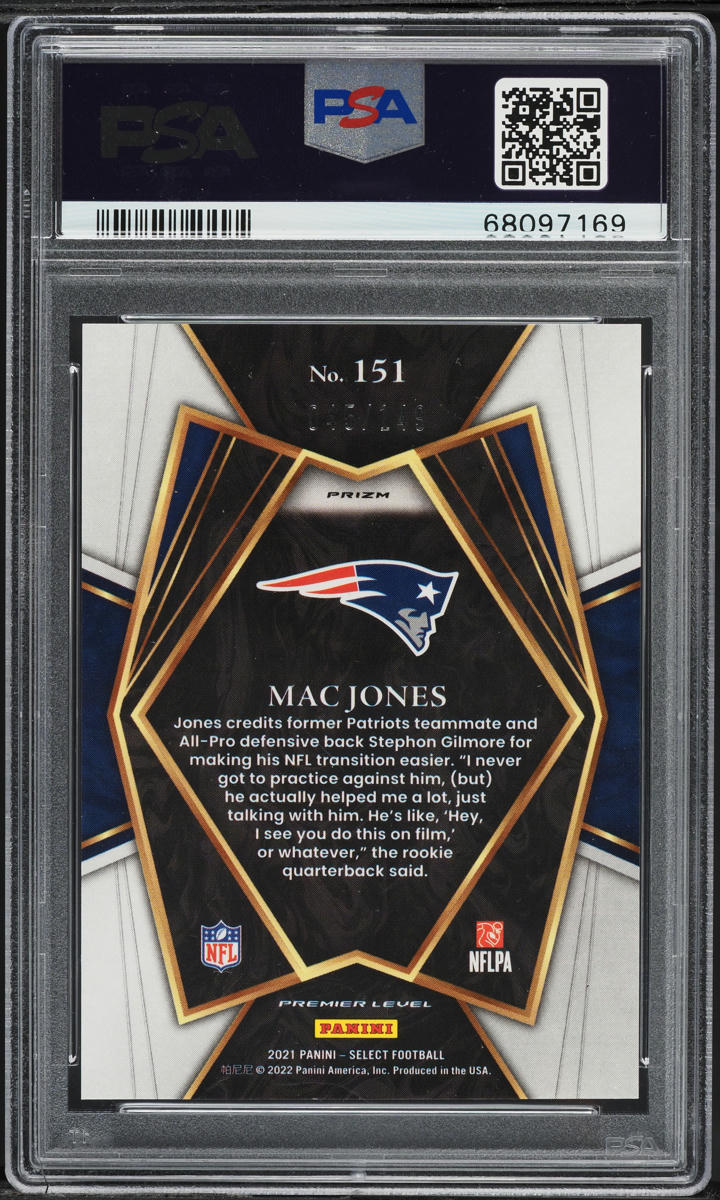2021 Select Premier Level Blue Prizm Mac Jones ROOKIE /149 #151 PSA 9 MINT