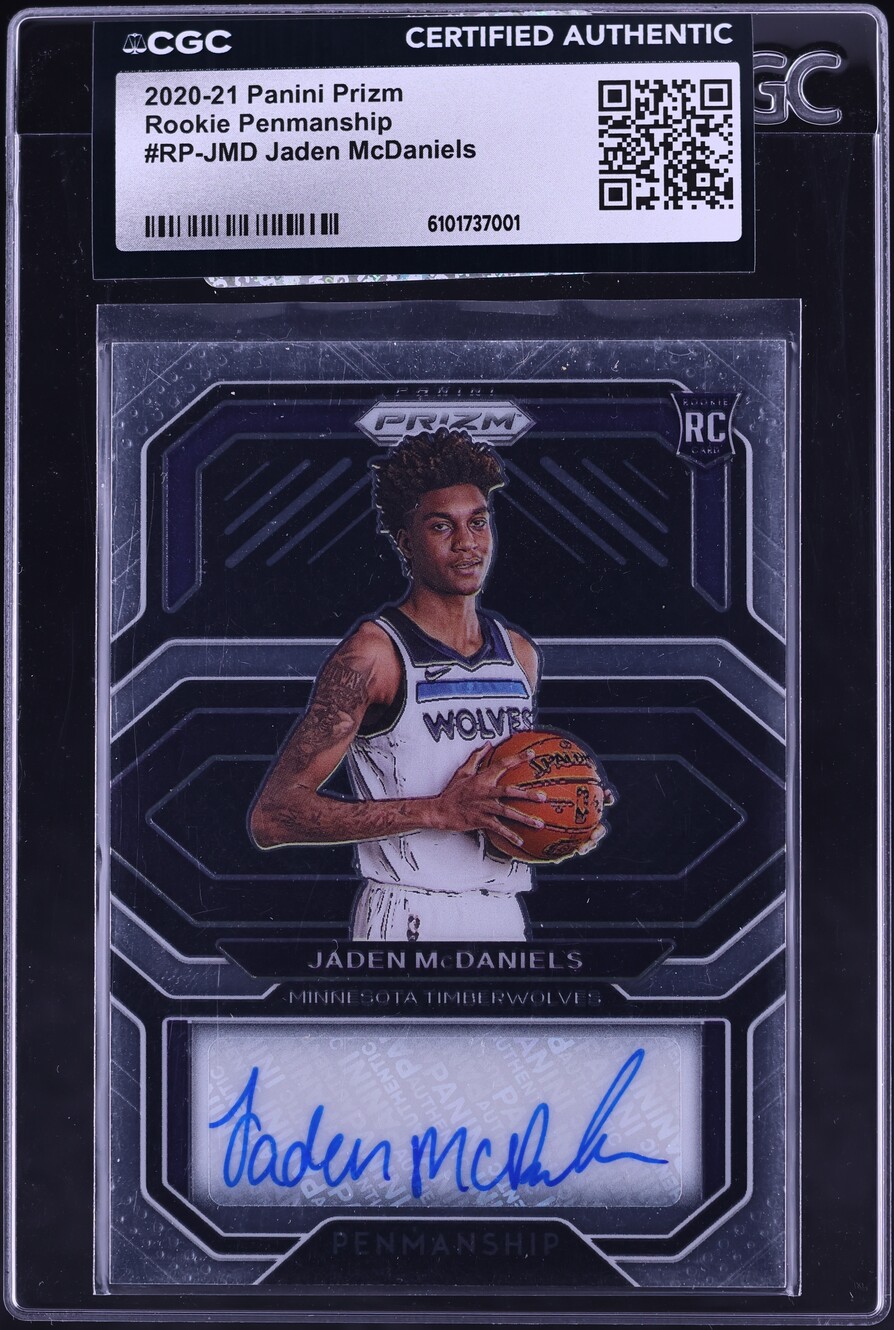 2020 Panini Prizm Penmanship Jaden McDaniels ROOKIE AUTO #RP-JMD CGC AUTH