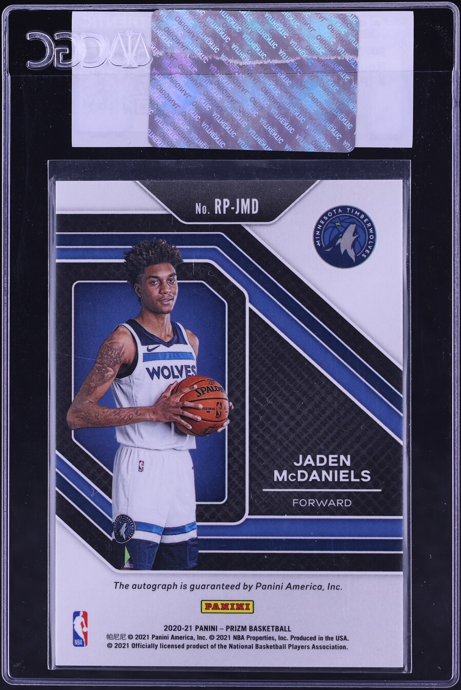 2020 Panini Prizm Penmanship Jaden McDaniels ROOKIE AUTO #RP-JMD CGC AUTH