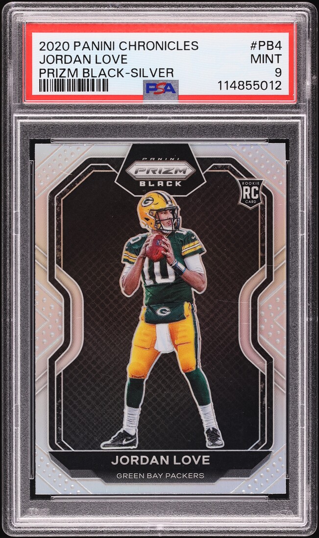 2020 Panini Chronicles Prizm Black Silver Jordan Love ROOKIE #PB-4 PSA 9 MINT