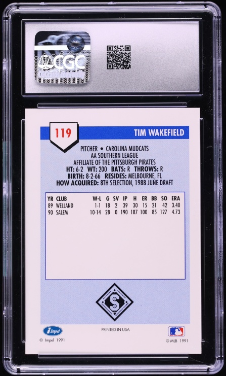 1991 Impel Line Drive AA Tim Wakefield ROOKIE #119 CGC 9 MINT