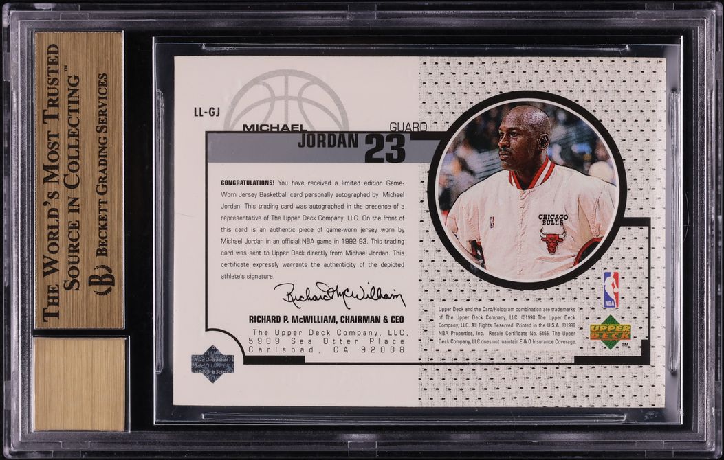 1998 Upper Deck Game Jersey Michael Jordan PATCH AUTO /23 #LL-GJ BGS 9.5 GEM