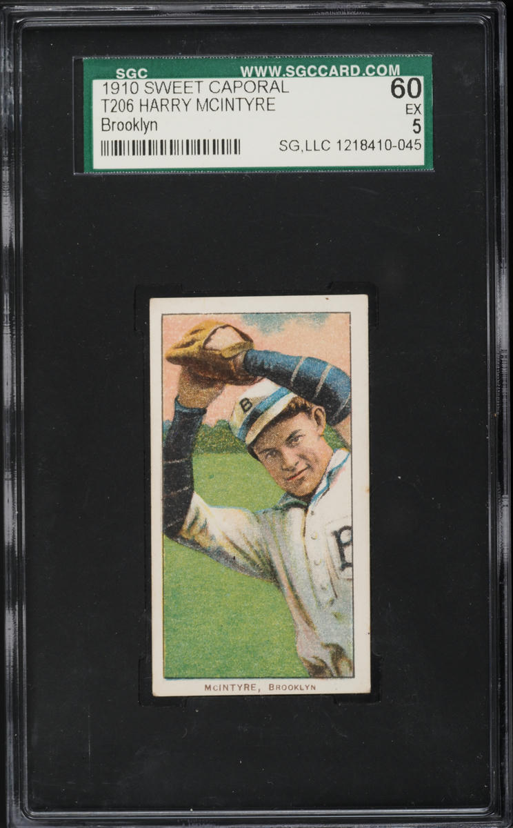 1909-11 T206 Harry McIntyre BROOKLYN, SWEET CAPORAL SGC 5 EX